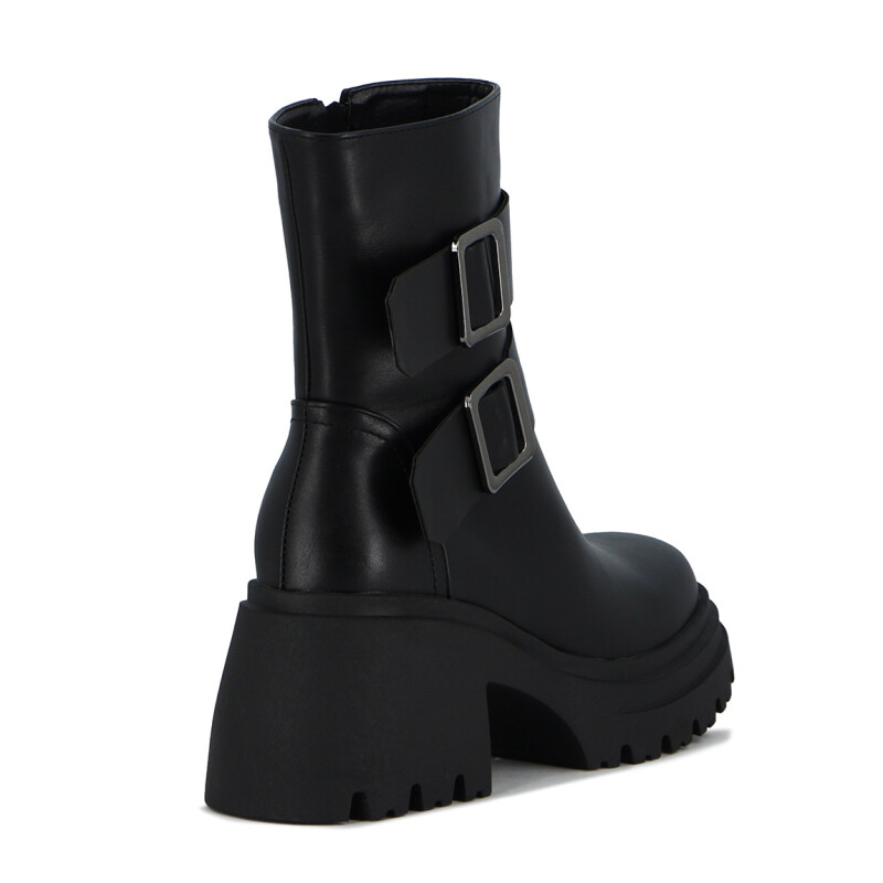 Botas Mujer Darkness Caña Media Con Hebillas Negro