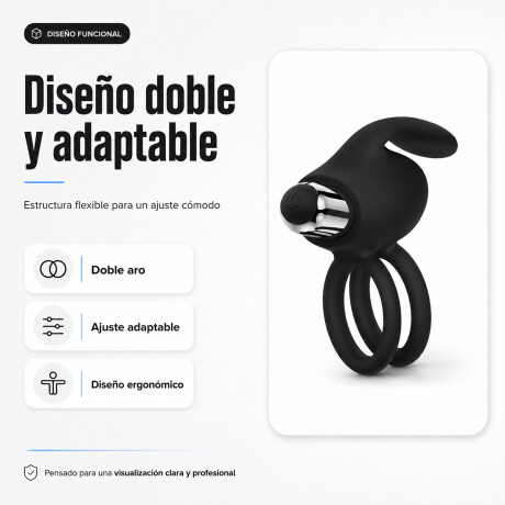 Anillo Vibrador Rabbit Doble Recargable USB Negro
