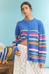 Cardigan rayado multicolor azul