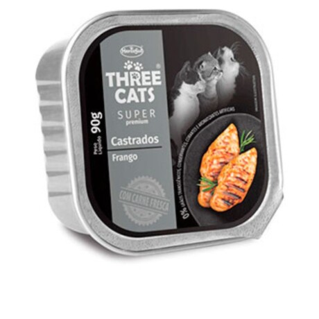 PATE THREE CATS CASTRADOS POLLO GATOS 90GR Pate Three Cats Castrados Pollo Gatos 90gr