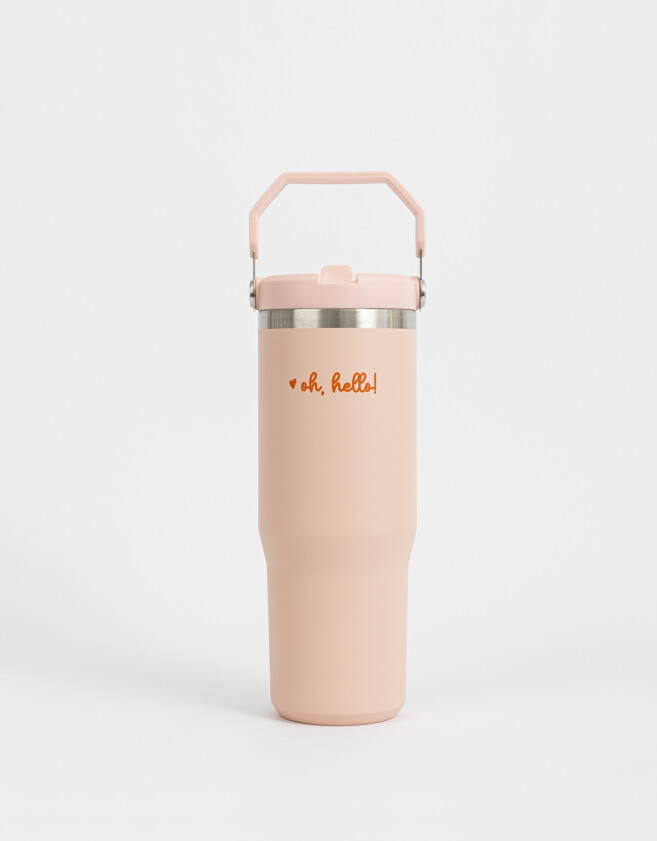 Accesorios Cocina Liso Vaso Térmico "oh, Hello" - Rosa Piel