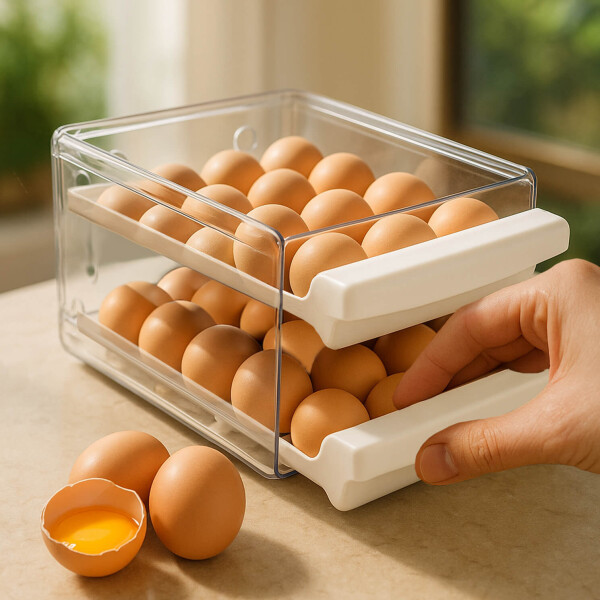 Huevera Caja Almacenamiento De Huevos Doble Capa 32 Unidades Organizador refrigerador cocina IMBACK Color Blanco Huevera Caja Almacenamiento De Huevos Doble Capa 32 Unidades Organizador refrigerador cocina IMBACK Color Blanco