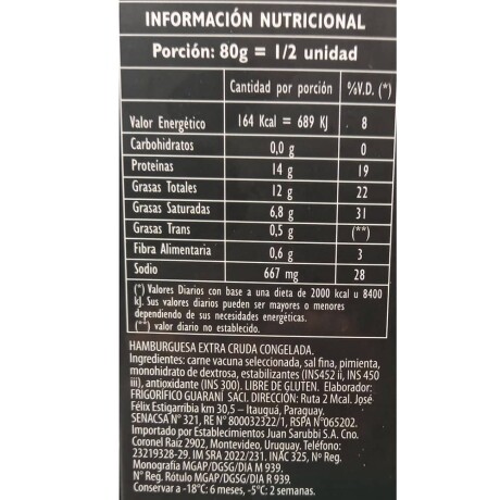 Caja x4 HAMBURGUESAS SARUBBI GIGANTE 792Gr 001