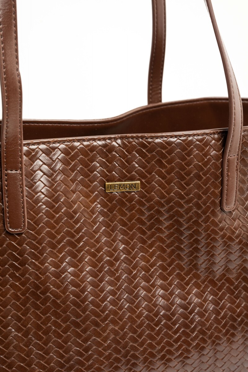 Travel Bag Trenzada Cuero Vegano Chocolate