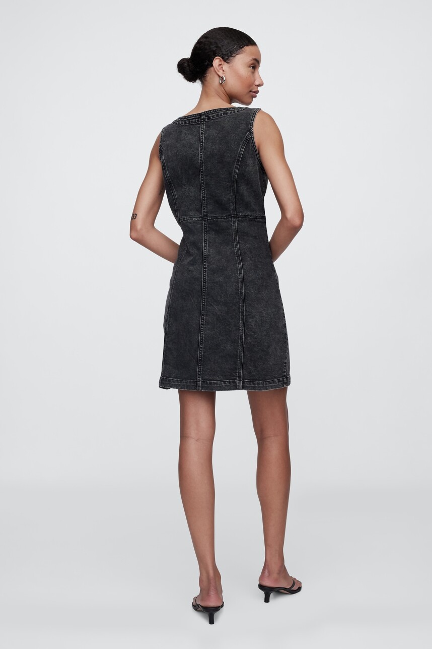 Vestido De Jean Con Botones Mujer Black Wash