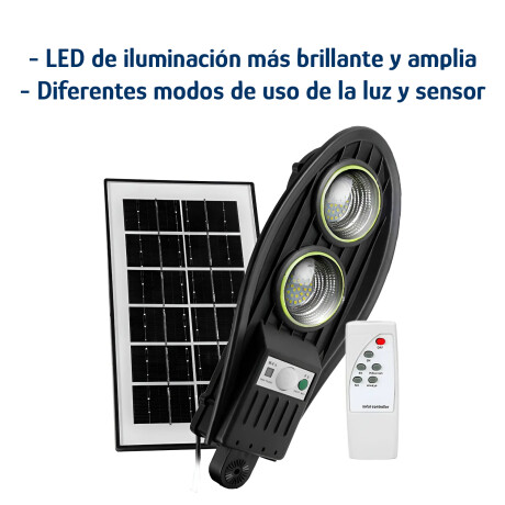 Foco Exterior Solar 2 Luces Led p/Pared Sensor Mov y Control Negro