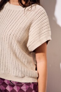 Chaleco Lurex Beige Melange