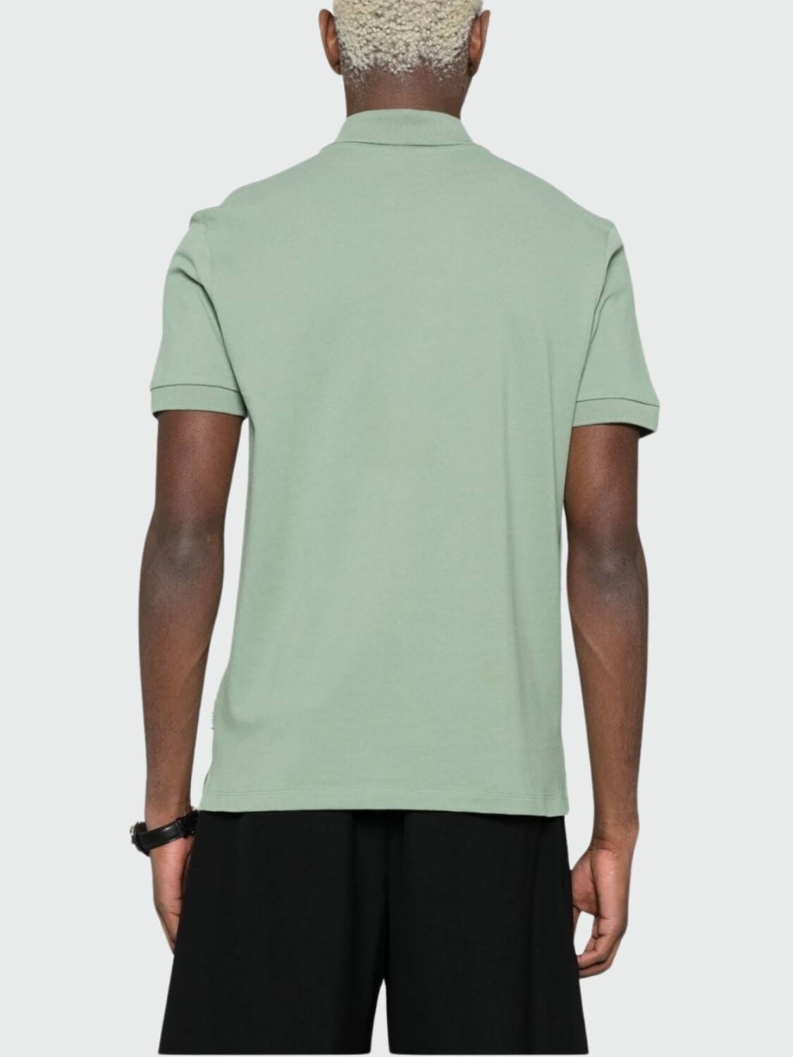 BOSS Polo de Algodón Piqué con Logo Bordado Verde Claro