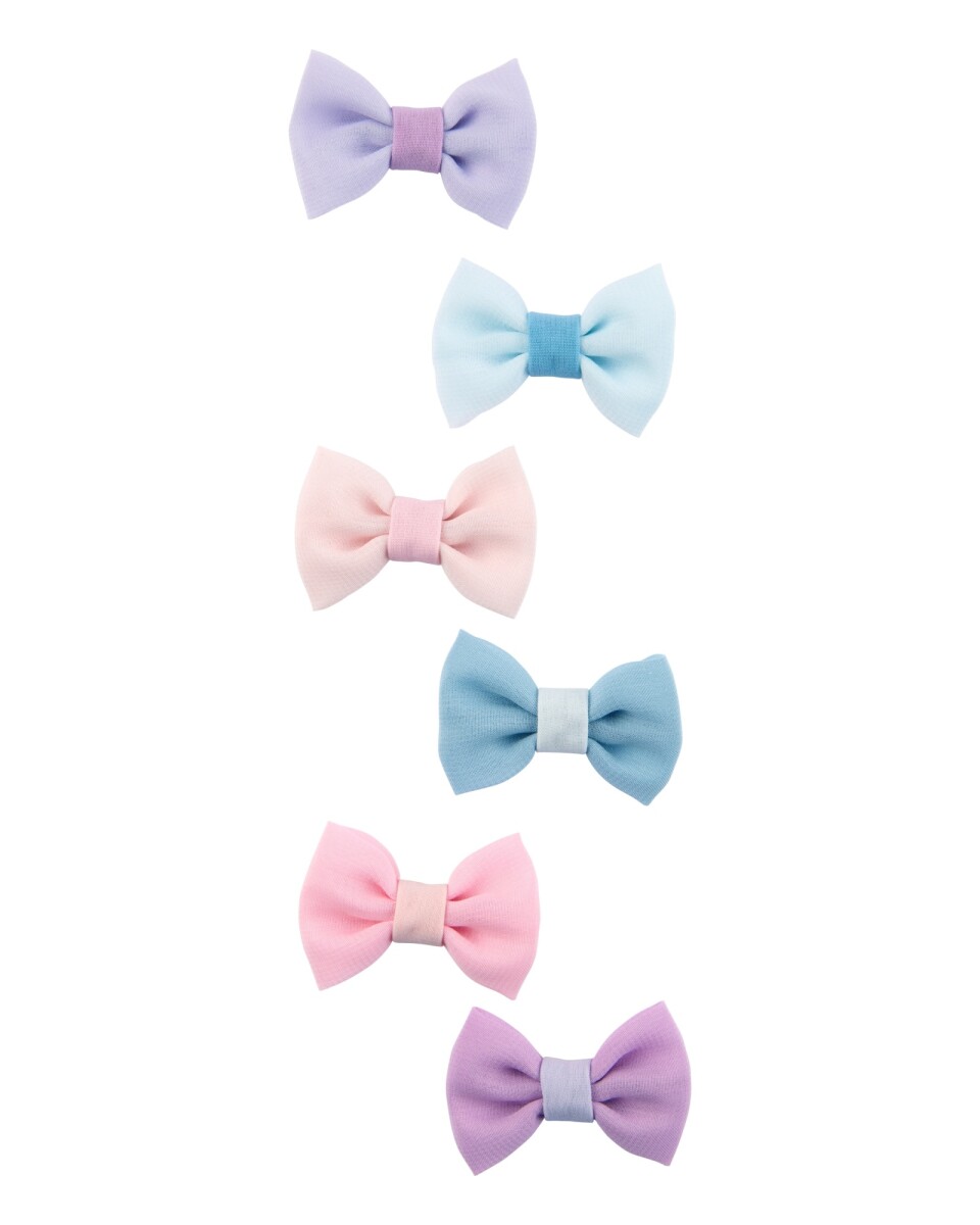 Pack seis pinzas de pelo, diseño moñas 