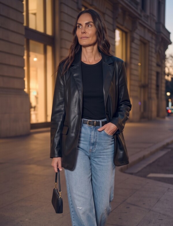 Blazer Eco Cuero Oversized NEGRO