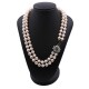 Collar de perlas 2 hilos con broche oro 18k blanco con esmeralda central y brillantes. Collar de perlas 2 hilos con broche oro 18k blanco con esmeralda central y brillantes.