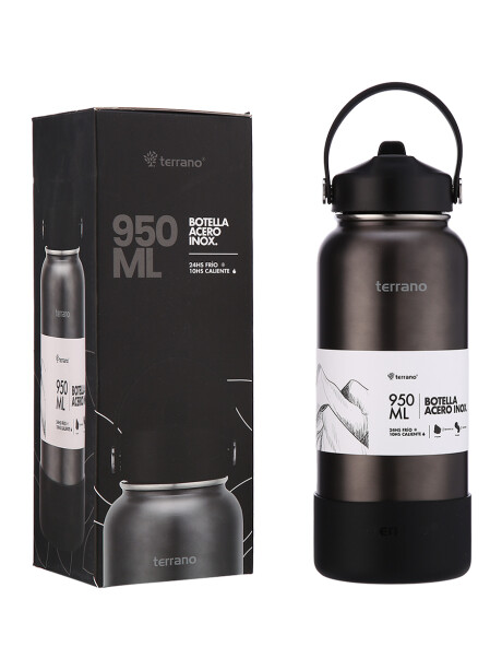 Botella Térmica con Pico 950mL. Negro Metalizado