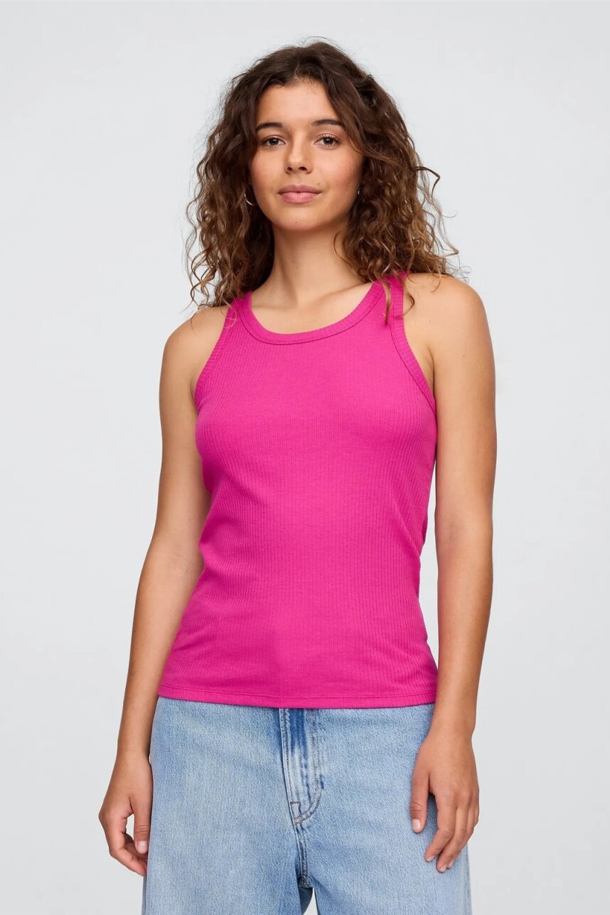 Musculosa Ribbed Mujer Bright Fuchsia