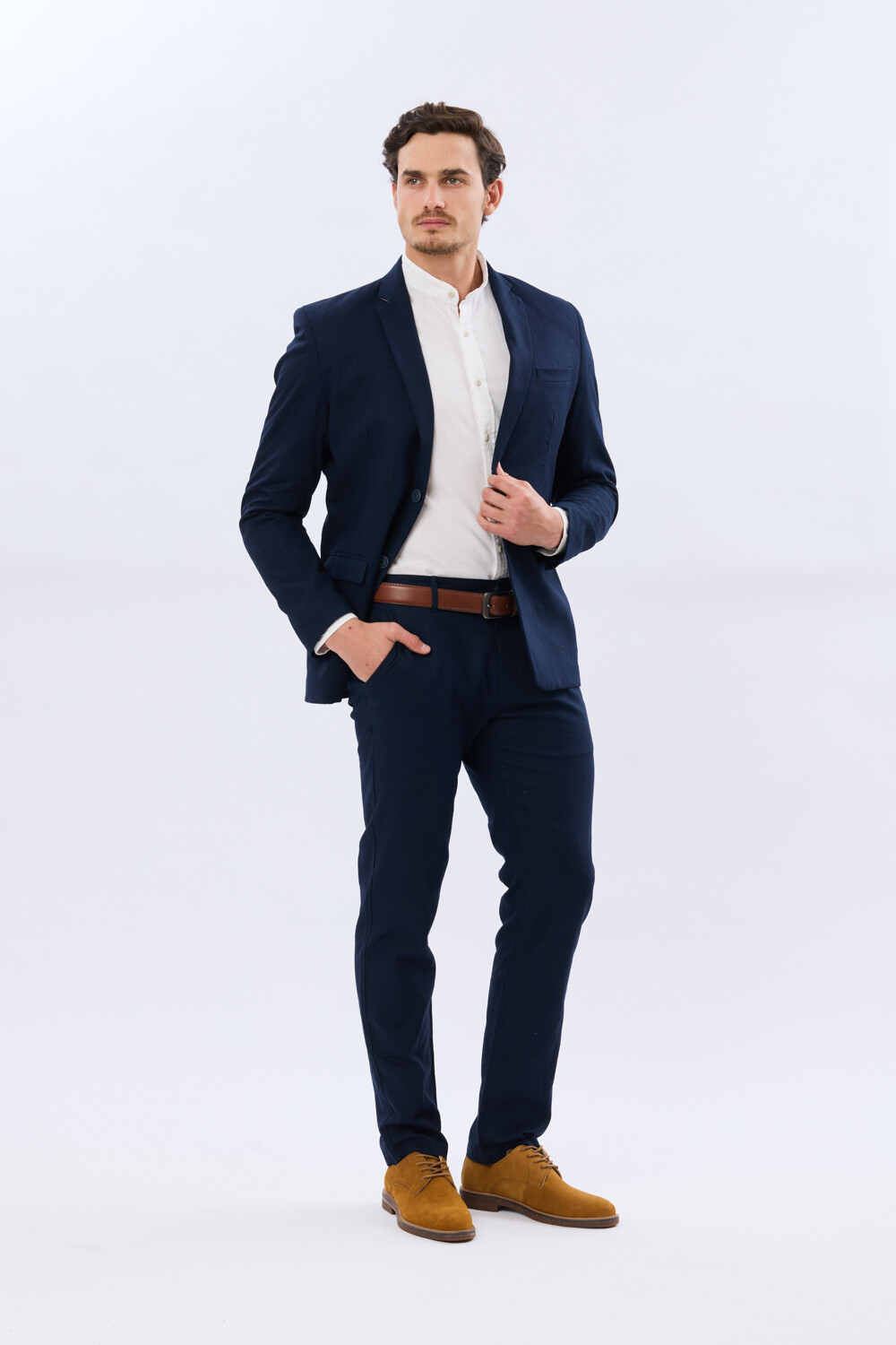 PANTALON CLÁSICO DE LINO Azul