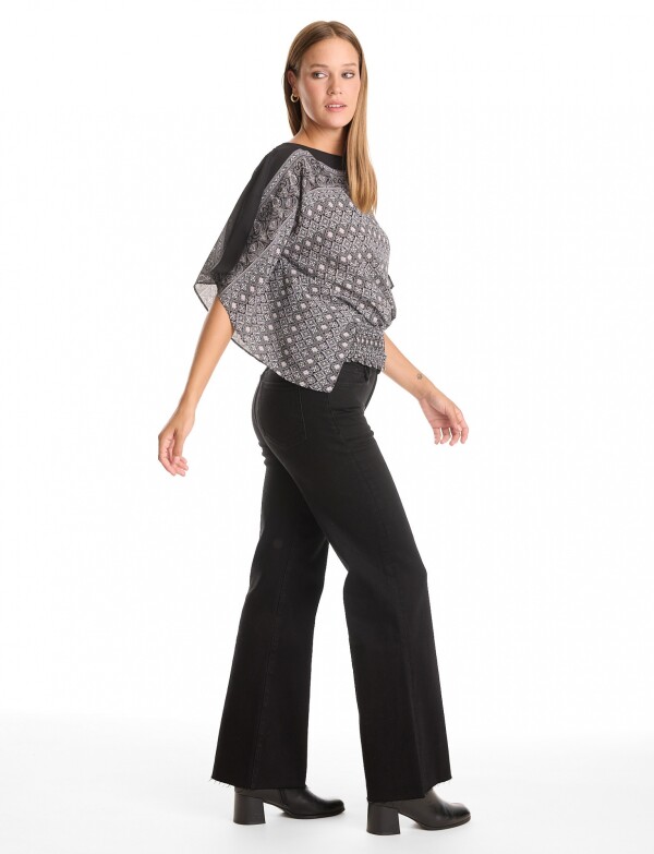 Blusa Dolman Print NEGRO/GRIS