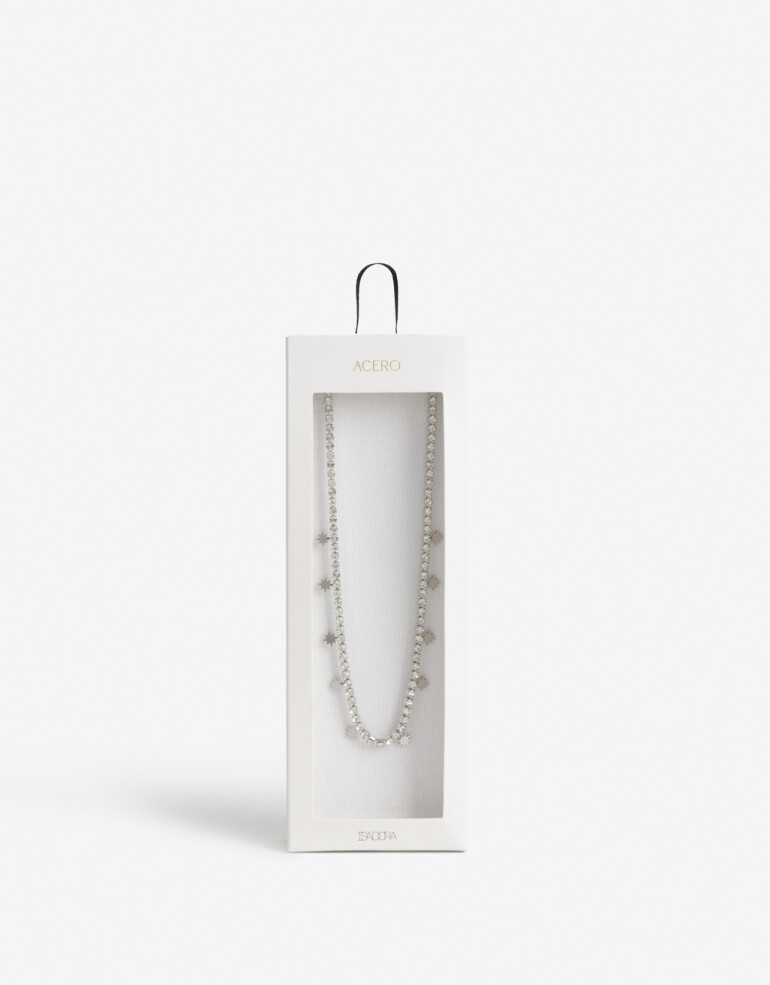 Collares Cortos Strass Collar Tennis De Acero Con Cubic - Plateado