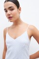 Maxi vestido a rayas con brillos celeste