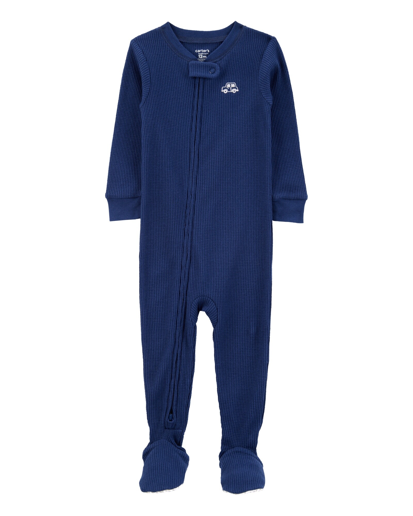 Pijama térmico una pieza de algodón, con pie, azul marino Sin color