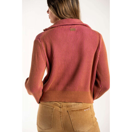 Campera Tejida Algodon Rosa/mocha