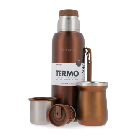 Kit Termo 1Lt Con Base De Silicona + Mate De Acero Tradicional Copper