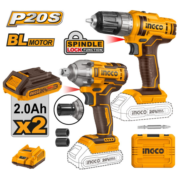 SET LLAVE DE IMPACTO Y ATORNILLADOR 20V BATERIA P20S INGCO COSLI230702 SET LLAVE DE IMPACTO Y ATORNILLADOR 20V BATERIA P20S INGCO COSLI230702