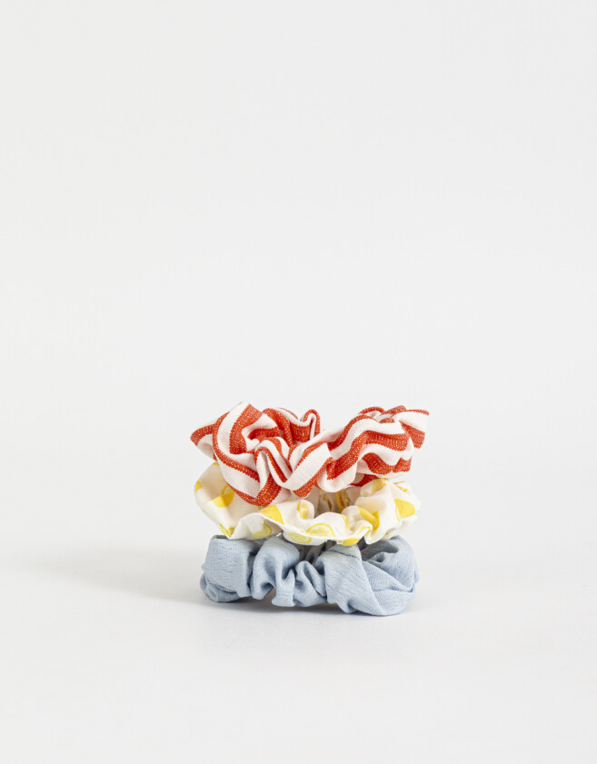 Gomitas Infantiles Con estampa Set De Scrunchies - Combinacion Tricolor