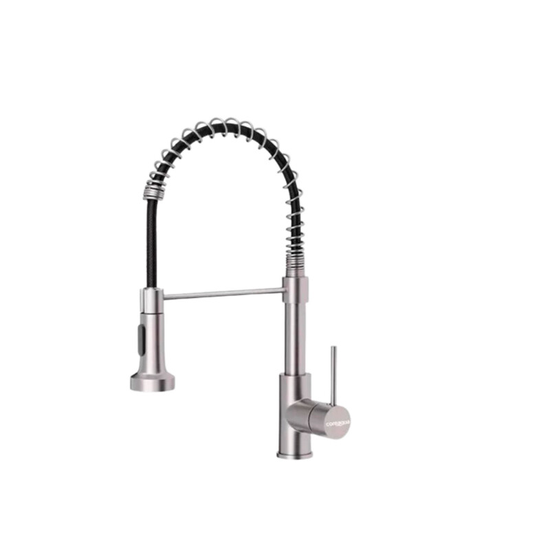 Canilla Monomando Lavaplatos Flexible Griferia Cocina Plateado/Negro
