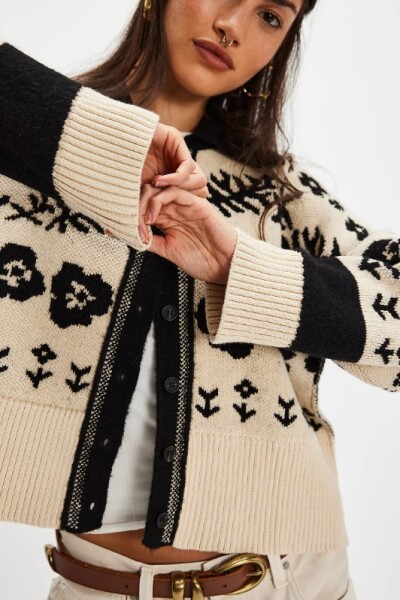 SHELBY CARDIGAN Blanco Y Negro