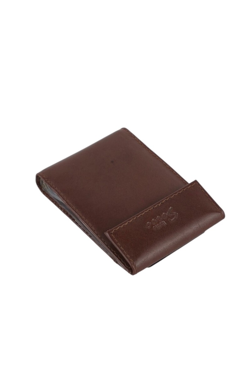 Tarjetero de Cuero con Separadores Transparentes Marron