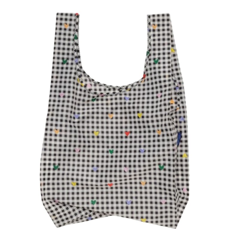 Bolsa Re-utilizable de Nylon Reciclado, Impermeable Gingham Hearts