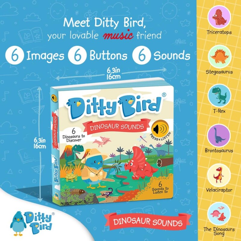 Libro musical Ditty Bird Sonidos de Dinosaurios Libro Musical Ditty Bird Sonidos De Dinosaurios