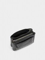 Bolso Bandolera Efecto Craquelado Con Tachuelas negro