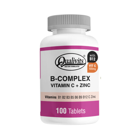 B-COMPLEX & VITAMIN C + ZINC QUALIVITS x 100 Tabletas B-COMPLEX & VITAMIN C + ZINC QUALIVITS x 100 Tabletas