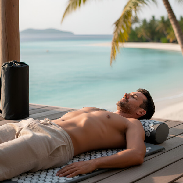 Colchoneta Mat + Almohada Acupuntura Masajeador Relajación Color Gris