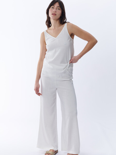 Pantalón cintura elastizada Blanco