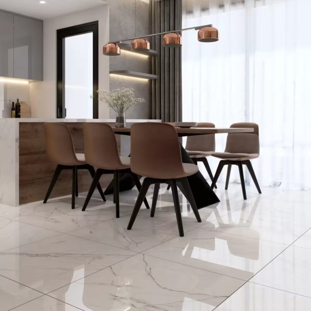 Porcelanato Carrara Dream 60x60 cm Pulido Brillante y Rectificado Porcelanato Carrara Dream 60x60 Cm Pulido Brillante Y Rectificado