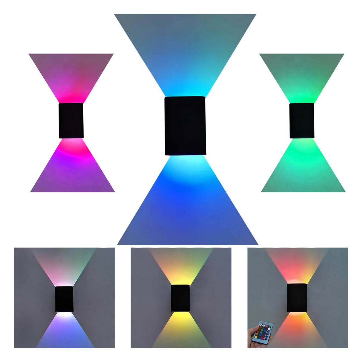 Pack x6 Aplique De Pared Exterior Foco Luz RGB Iluminacion 