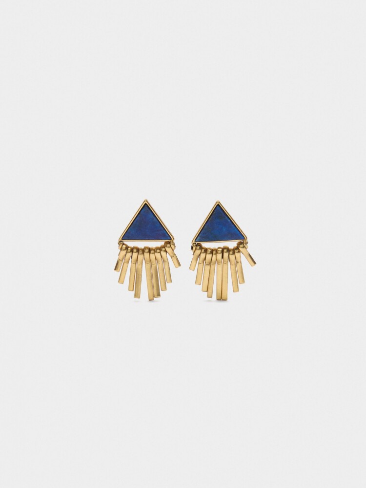 Pendientes Triangulares Con Piedra azul