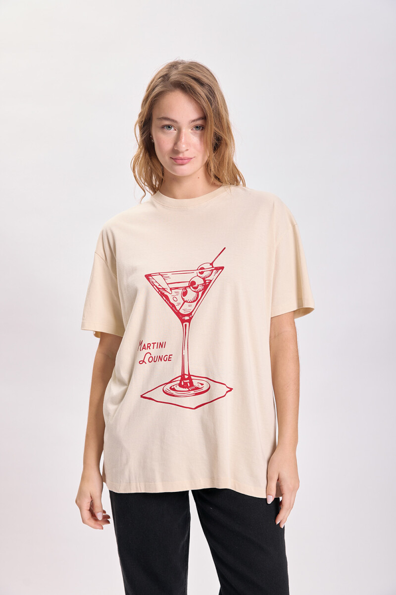 Remera oversize estampa - Beige 