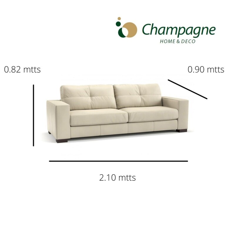 SOFA 100% CUERO - 3 CUERPOS - MODELO DOMINI - PERLA MATE SOFA 100% CUERO - 3 CUERPOS - MODELO DOMINI - PERLA MATE