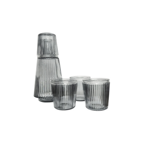 Set x 4 vasos de vidrio texturizado más jarra Gris