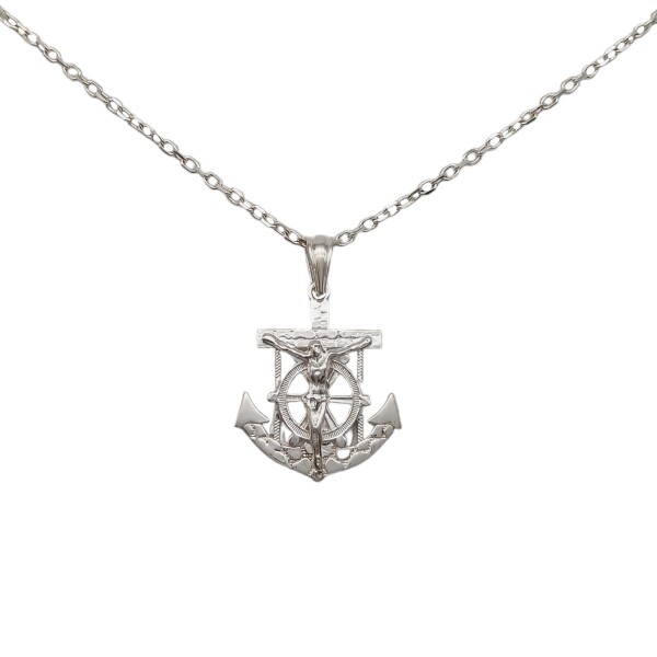 Dije Ancla Crucifijo-Plata 925-Sin Piedra-CP3095 sinpiedra