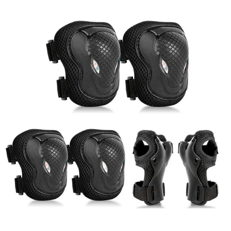 Set de Protección de 2 Rodilleras 2 Coderas 2 muñequeras Negro Set de Protección de 2 Rodilleras 2 Coderas 2 muñequeras Negro