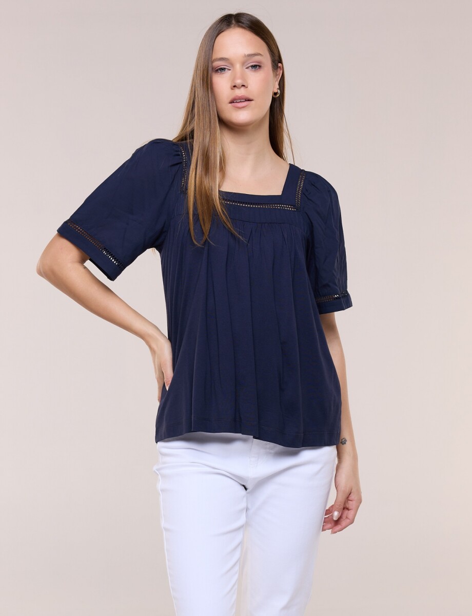 Blusa Esc Cuadrado P - Azul 