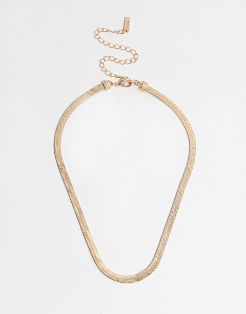 Collares Cortos Cadenas Cadena Chata Bañada En Oro - Dorado
