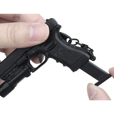 Llavero réplica miniatura Glock 17 con linterna Negro
