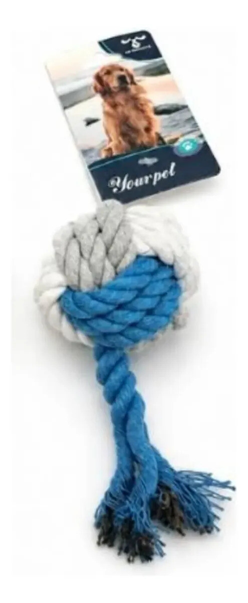 Juguete Para Perro Bola Con Flecos - AZUL 