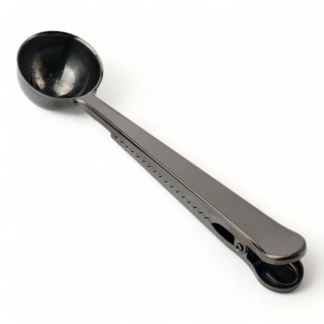 Cuchara Medidora Café Con Clip Negra Negro