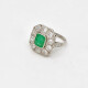 Anillo Platino Con Brillantes Tallado Antiguo Y Esmeralda Anillo Platino Con Brillantes Tallado Antiguo Y Esmeralda