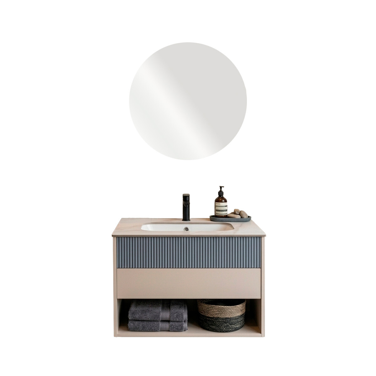 Conjunto De Baño Habitare Modelo Sy2019-60 / Mueble + Bacha + Espejo C/ Luz Led- 60 Cm 